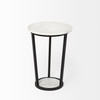 Bombola I (Small) 15L x 15W White Round Marble Top W/Black Metal Frame Accent Table