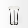 Bombola I (Small) 15L x 15W White Round Marble Top W/Black Metal Frame Accent Table