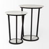Bombola I (Small) 15L x 15W White Round Marble Top W/Black Metal Frame Accent Table