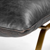 Flavelle II Black Leather Cushion Seat and Solid Iron Base Accent Chair
