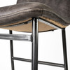 Kavalan 33.5" Total Height Ebony Leather Seat Black Metal Frame Counter Stool