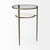 Felicity 15.8L X 15.8W X 22.5H Glass Top W/ White Marble Shelf and Antique Gold Base End/Side Table