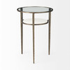 Felicity 15.8L X 15.8W X 22.5H Glass Top W/ White Marble Shelf and Antique Gold Base End/Side Table