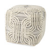 Amaya 16.0L x 16.0W x 16.0H Cream/Black/Gray Wool and Cotton Pouf