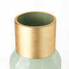 Minty  5.7L x 5.7W x 16.8H Green Glass Vase W/Matte Gold Metal Neck Cuff