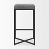 Frodo 16.5L x 16.5W x 29.75H Gray Fabric Seat W/Black Iron Frame Bar Stool