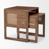 Grier Set of 2 Medium Brown Solid Wood w/ Cane Nesting Accent Tables