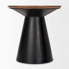 Mitchell 22.0L x 22.0W x 23.0H Black Metal Pedetal Base with Brown Wood Top Side Table