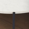 Larkin 42" Round Two-Tier White Marble Top and Solid Wood Shelf w/ Black Metal Frame Coffee Table