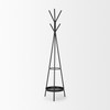 Everett Matte Black Metal w/ Two Metal Shelves Coat Rack