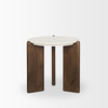 Rumer Dark Brown Wood w/ White Marble Side Table