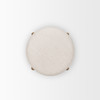 Gwynn Beige Fabric w/ Light Brown Wood Pouf