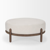 Gwynn Oatmeal Fabric w/ Dark Brown Wood Ottoman