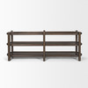 Romi Dark Brown Wood w/ 3 Shelves Oval Console Table