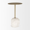 Rini Gold Metal and White Marble Accent Table