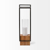 Orionis Large Wood w/ Black Metal Lantern Candle Holder