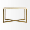 Faye 50L x 15W x 30H Beige Finished Wood W/Gold Metal Base Console Table