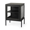 Arelius 20L x 18W x 26H Black-Brown Wood W/ Black Metal Frame End/Side Table