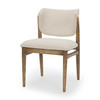 Cline Cream Fabric Upholstered and Light Brown Wood Dining Chair