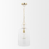 Sadah Tall Clear Blown Glass w/ Gold Metal Pendant Light