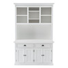 French Coastal Buffet Hutch Unit with 2 Adjustable Shelves 57"