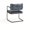 Fonda Leather Dining Chair - Ocean Blue