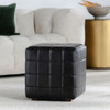 Carlo Leather Square Ottoman - Jet Black