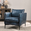 Abigail Leather Club Chair - Ocean Blue