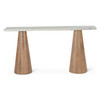 Vista 60" Console Table with White Travertine and Light Oak Base