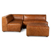 Portofino Loft 112" Sectional Sofa in Cocoa Brown Leather