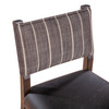 Maya 21" Dining Chair in Black Striped Linen and Black Leather