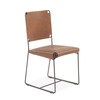 New York 18" Dining Chair in Brown Buffalo Leather and Iron