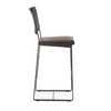 New York 18" Counter Chair in Black Buffalo Leather and Iron