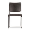New York 18" Dining Chair in Black Buffalo Leather and Iron