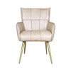 Kent Surrey 23" Armchair in Antique Ivory Leather and Gold Legs