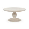 Luna Whitewash Solid Wood Round Pedestal Coffee Table 40"