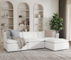 Haven White Upholstered Modular 3pc Sectional w/ Ottoman