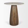 Allyson 32"  Round Medium Brown Wood w/ Pink Marble Top Bistro Table