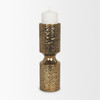Akira Large Hammered Gold Metal Pillar Candle Holder