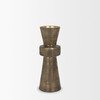 Odilia Large Textured Antiqued Gold Metal Geometric Pillar Candle Holder
