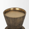 Odilia Large Textured Antiqued Gold Metal Geometric Pillar Candle Holder