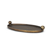 Jianna Large Oval Textured Antiqued Gold Metal Tray with Handles