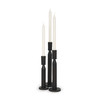 Declan Textured Matte Black Cast Metal Taper Candle Holder