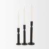 Declan Textured Matte Black Cast Metal Taper Candle Holder