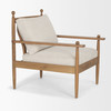 Danni Beige Fabric Beach Wood Framed Accent Lounge Chair