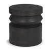Rashama Dark Brown Wood Stacked Geometric Round Accent Table