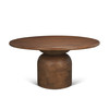 Atlas 60"  Warm Mid-Brown Wood Stacked Pedestal Base Round Dining Table