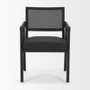 Reid Framed Black Cane Black Fabric Dining Armchair