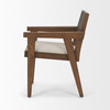 Reid Framed Brown Cane Cream Fabric Dining Armchair
