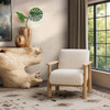 Caprice Natural Finish Light Beige Upholstered Accent Chair
